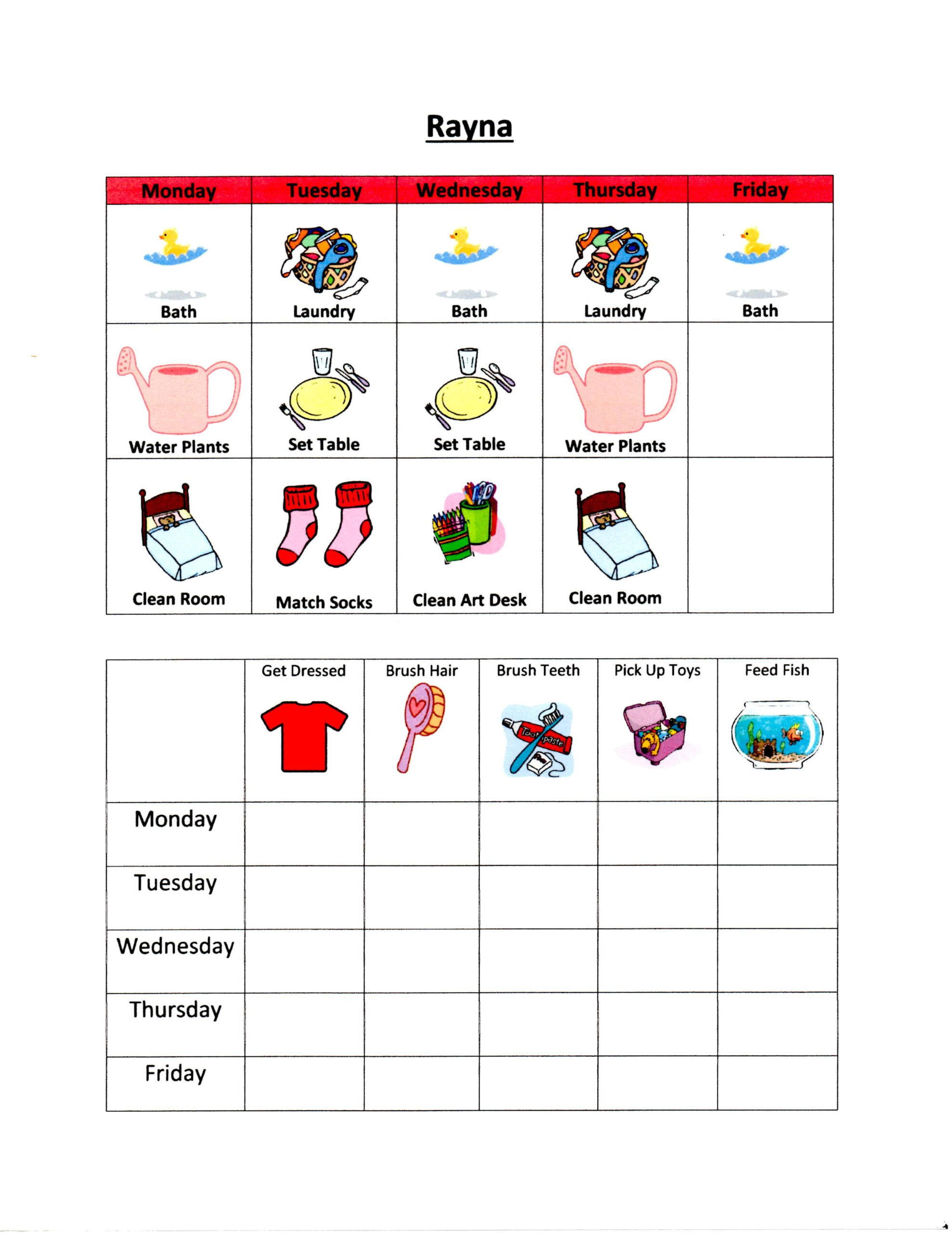 3 Year Old Weekly To Do List And Chore Chart Chore Chart Kids Charts