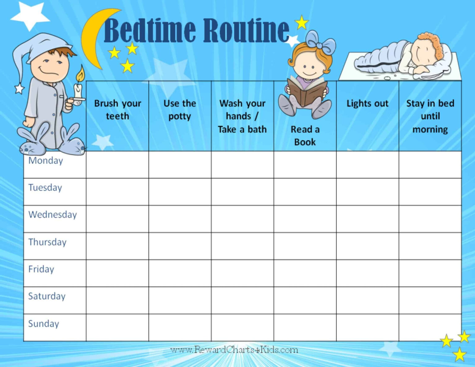 Free Printable Behavior Chart For Kids Bedtime PrintableBehaviorChart