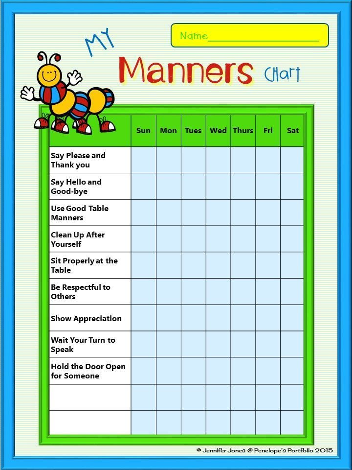 Chore Charts FREE Chores Healthy Habits Manners Responsibility 