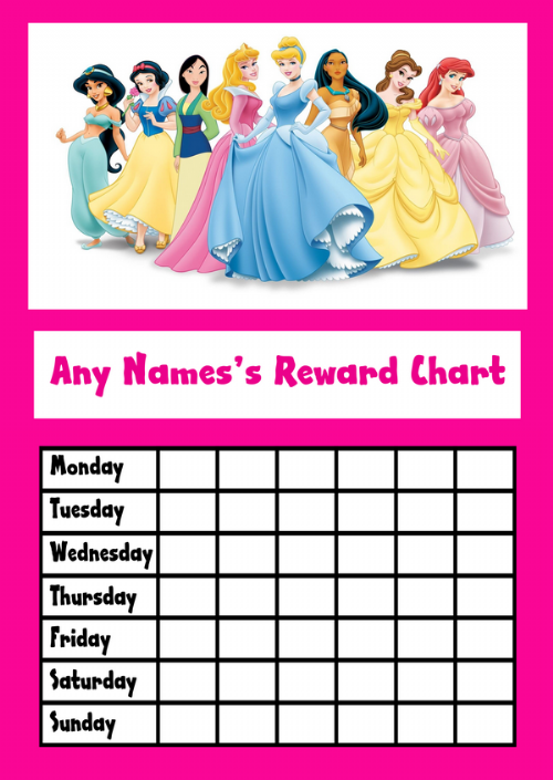 Disney Princess Star Sticker Reward Chart Reward Chart Reward Chart
