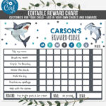 Editable Shark Reward Chart Shark Chore Chart Kids Routine Etsy