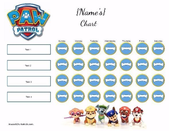 Free Customizable Paw Patrol Charts Chore Chart For Toddlers Chore 