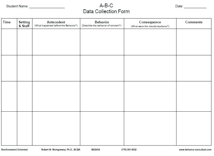 Free Printable Blank Abc Chart This Is An A B C Data Collection Sheet 
