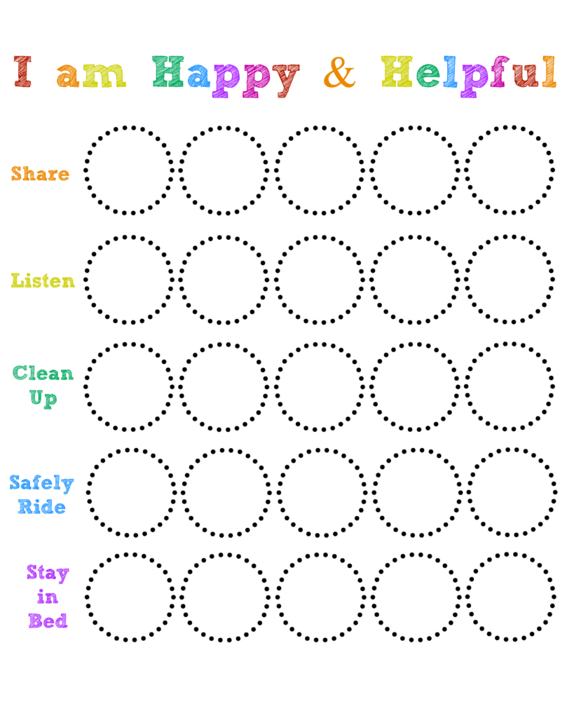Free Printable Happy And Helpful Chart Behavior Chart Toddler Kids 