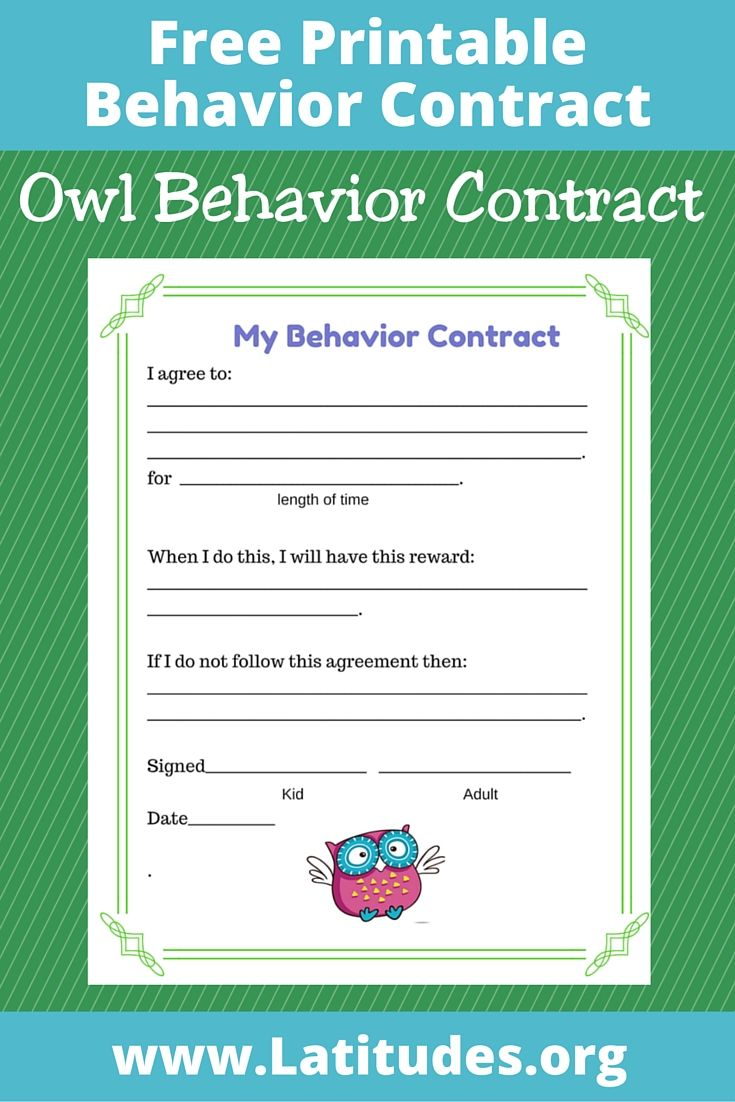Owl Behavior Contract Agreement Fillable ACN Latitudes Behavior