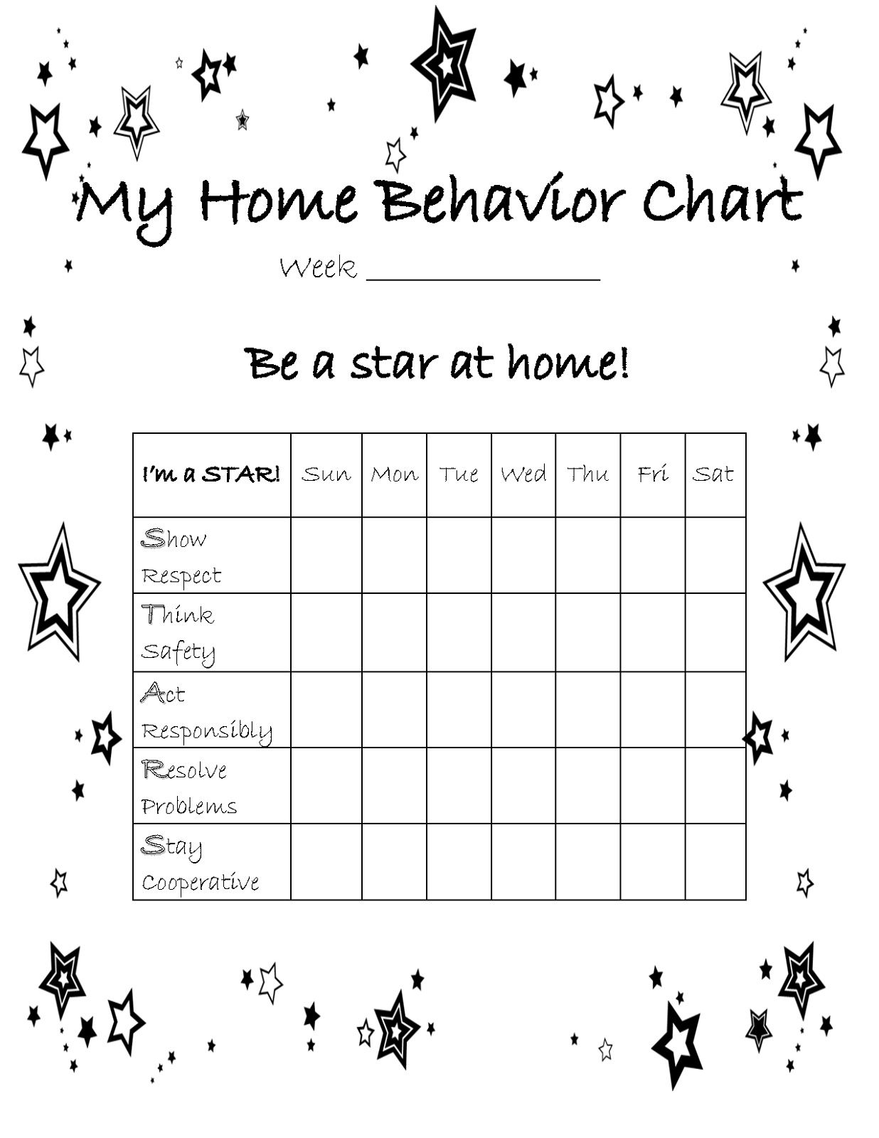 Printable Home Behavior Reward Chart K5 Worksheets Free Printable