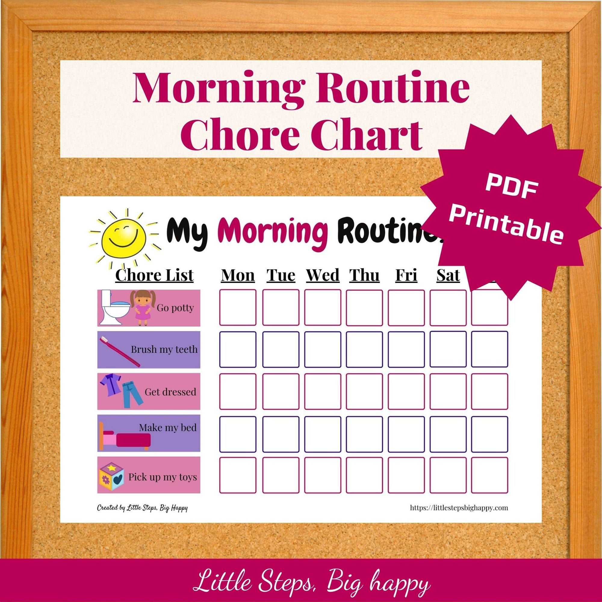 Printable Morning Routine Chart For Kids Chore List With Pictures
