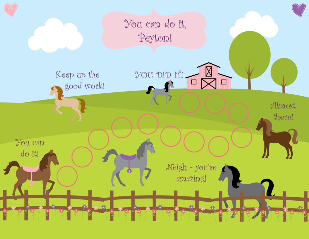 PRINTABLE Personalized Kids Incentive Reward Chart Horses