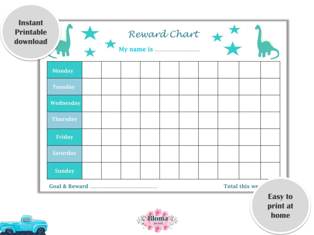 Reward Chart Dinosaurs PRINTABLE Children kids Reward Chart Etsy UK 