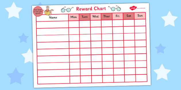 Reward Sticker Chart For Wearing Glasses Teacher Made