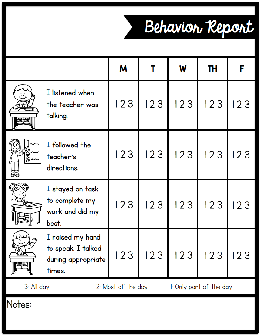 Sarah s First Grade Snippets Individual Behavior Chart Freebies