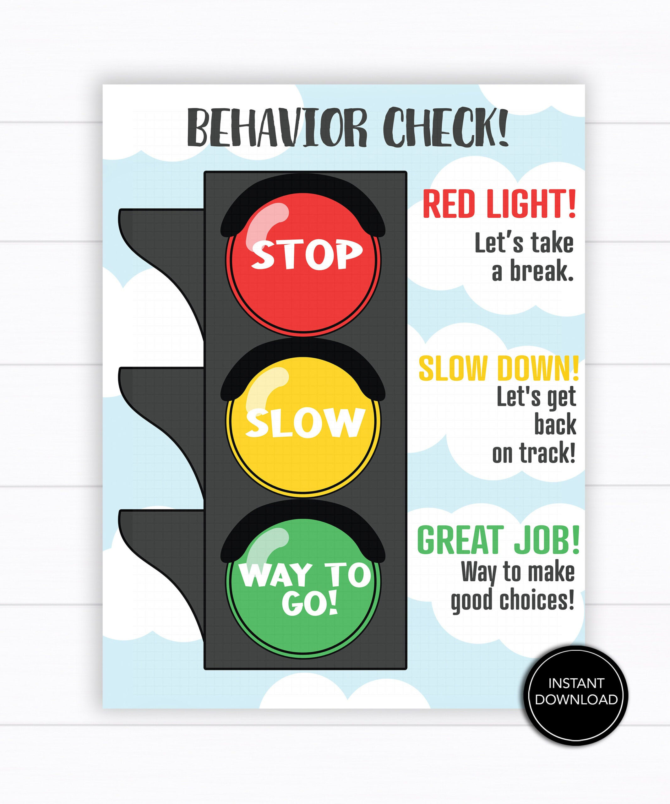 Stop Light Behavior Chart Printable Download Behavior Etsy Finland