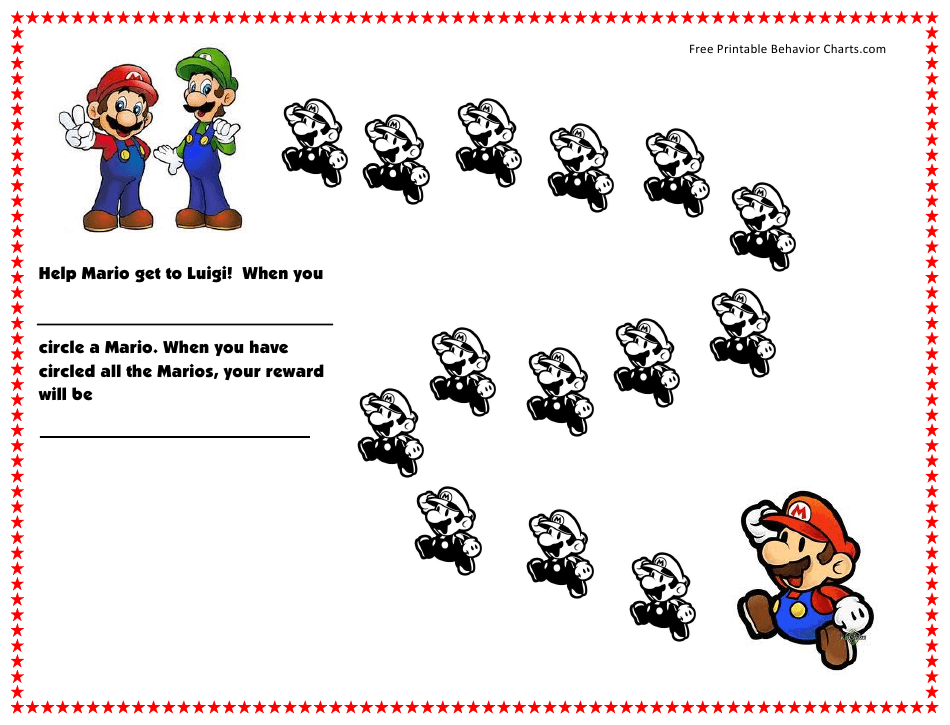 Super Mario Behavior Reward Chart Download Printable PDF Templateroller