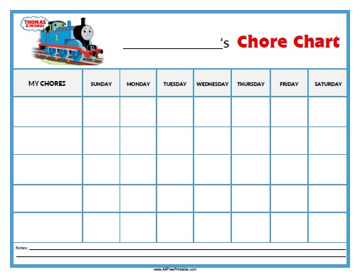 Thomas Tank Engine Chore Chart Free Printable