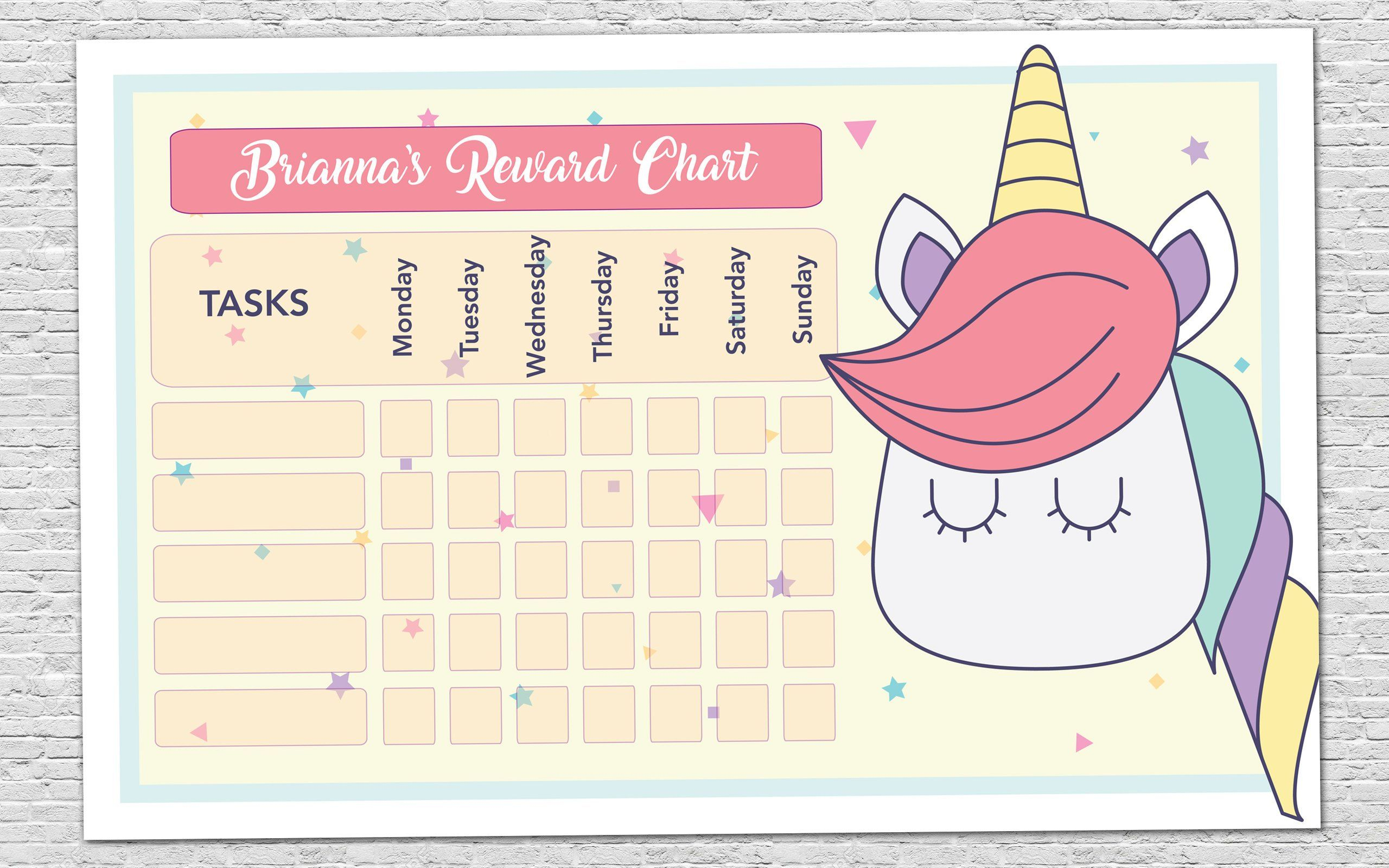 Unicorn Rewards Chart Etsy Reward Chart Reward Chart Kids